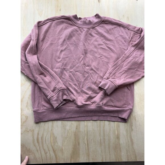 Lululemon Perfectly Oversized Crew Neck Sweatshirt Pink 10 Side Zip Pocket Women - Picture 1 of 6
